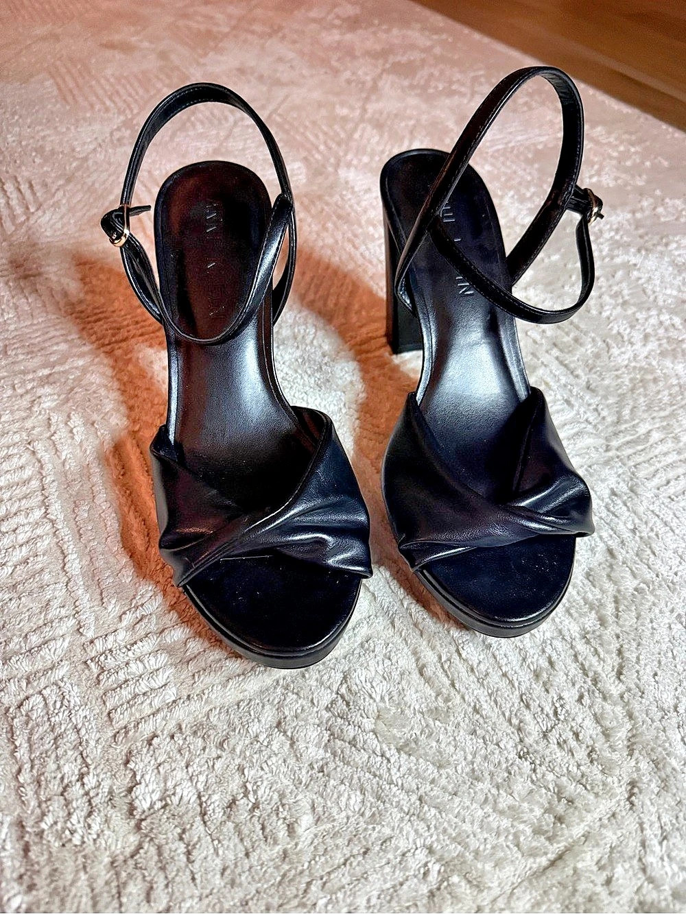Anne Klein Kizmet Knot Block Heel Dress Sandal Black